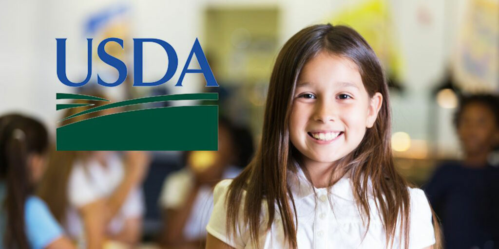 Graphic of smiling student and USDA logo.